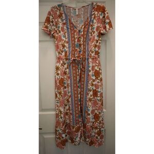 Matilda Jane Women's Sz M Floral Print Just For A Moment Button Down Dress